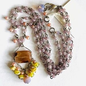 David Aubrey Quartz and Glass Beaded Necklace
